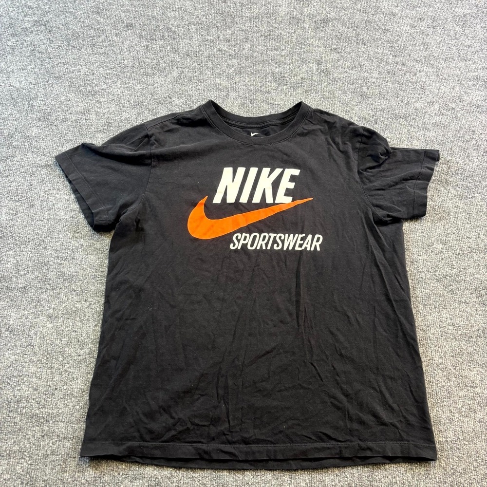 Nike Sportswear T-Shirt Mens Medium Black Spellout Graphic Logo Skateboarding